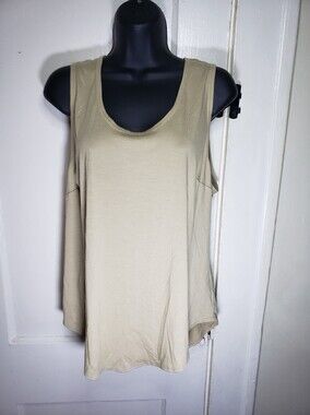 Artemis Diciero Clout Tank Top Size XL NWT Beige Knit Scoop Neck Made In USA